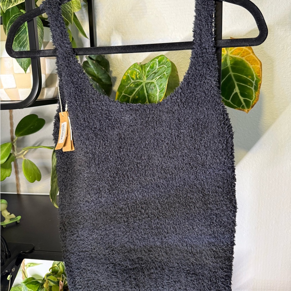 SKIMS Black Fuzzy Tank